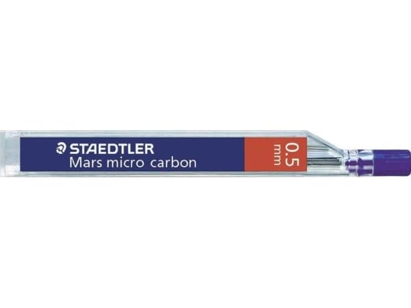 STAEDTLER Mars micro carbon - Bly for blyant - H - kullsvart - 0.5 mm (en pakke 12) - for graphite 760, 762, 779