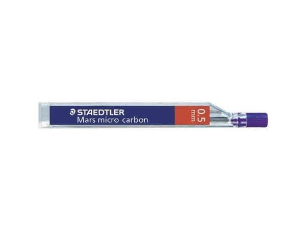 STAEDTLER Mars micro carbon - Bly for blyant - H - kullsvart - 0.5 mm (en pakke 12) - for graphite 760, 762, 779