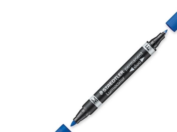 STAEDTLER Lumocolor duo - Twin-tip-markør - permanent - blå - 1.5 mm / 0.6 mm - medium / fin