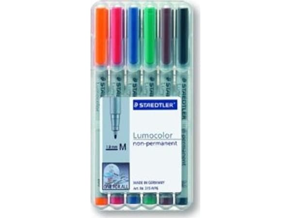 STAEDTLER Lumocolor 315 - Fiberspetspenna - icke-permanent - blandfärger - 1 mm - medel (paket om 6)