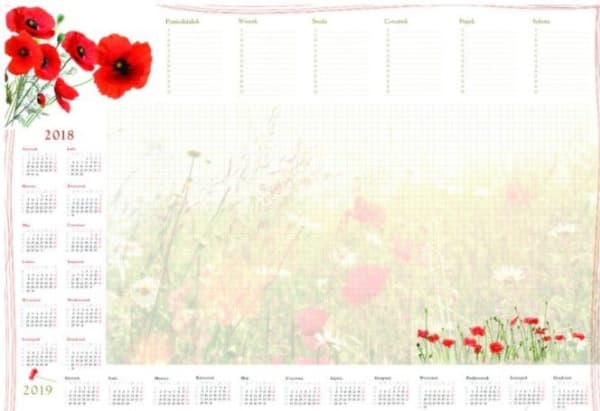 Biuwar Kalender B3 med stripe, valmuer (T-2-B3-4)