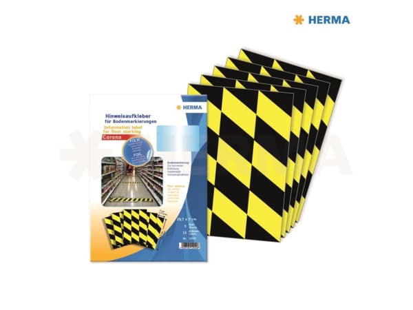 HERMA 12920, Musta, Keltainen, Suorakulmio, Irroitettava, Matta, 297 mm, 70 mm