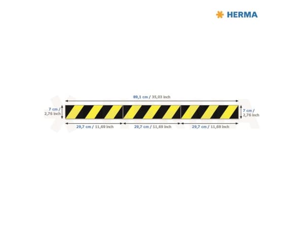HERMA 12920, Musta, Keltainen, Suorakulmio, Irroitettava, Matta, 297 mm, 70 mm