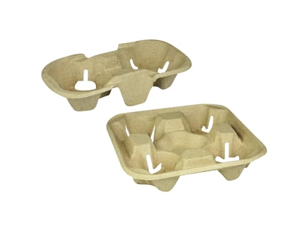 Kopholder Bakke 215x215x42 mm Natur Pap til 4 bægre,4 ps x 65 stk/krt