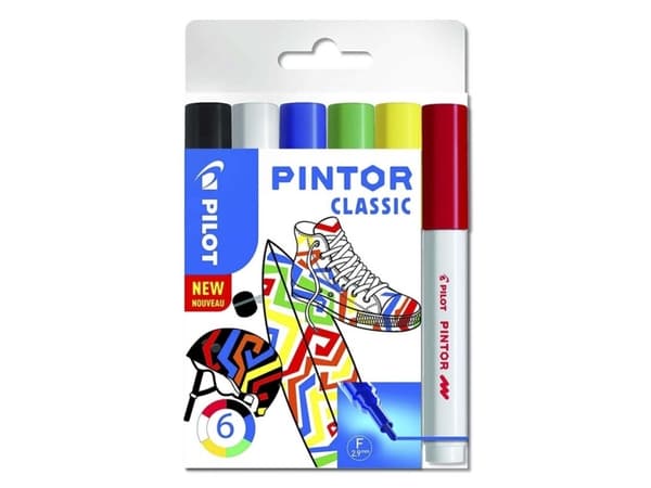 Marker Pilot Pintor Classic Mix Fine 1,0 mm med 6 stk. ass. farver