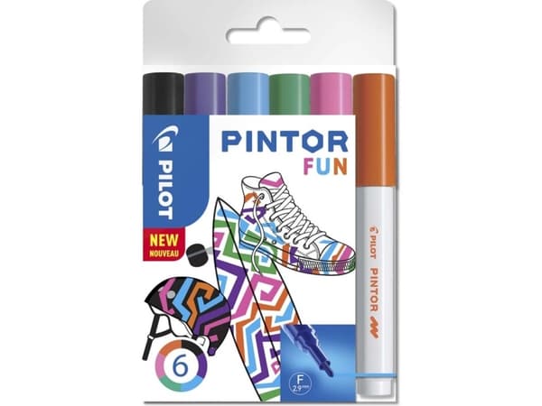 Marker Pilot Pintor Fun Mix fine 1,0 mm ass. farver - (6 stk.)