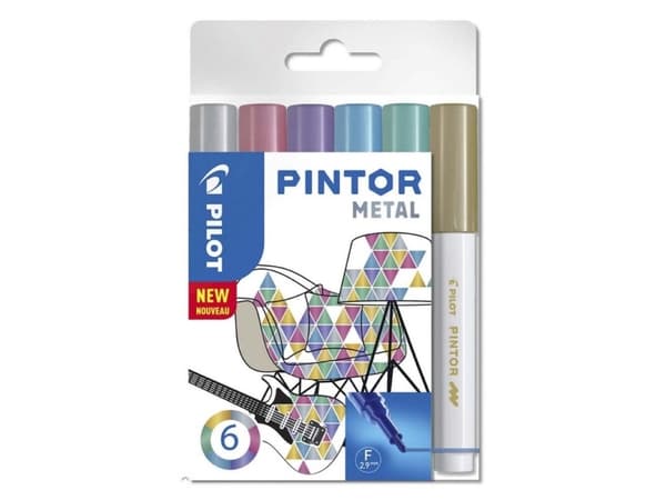 Marker Pilot Pintor Metal Mix Fine 1,0 mm med 6 stk. ass. farver