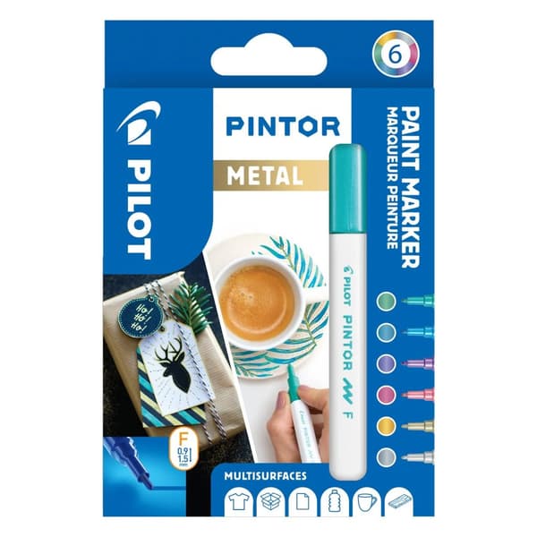 Marker Pilot Pintor Metal Mix Fine 1,0 mm med 6 stk. ass. farver