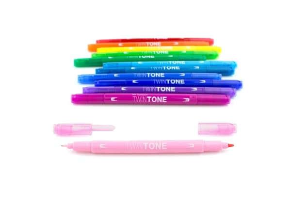 Marker Tombow TwinTone Rainbow 0,3/0,8 mm ass. farver (12 stk.)