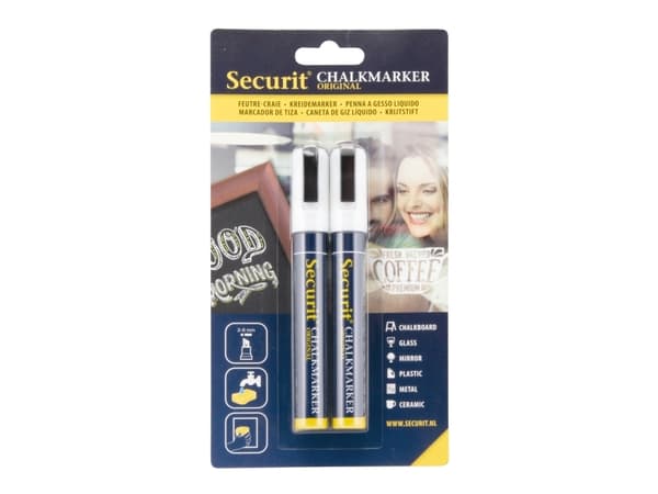 Securit BL-SMA510-WT, 2 stykker, Hvit, Sort, Hvit, Blå, Hvit, 6 mm, Keramisk, Glass, Metall, Plast