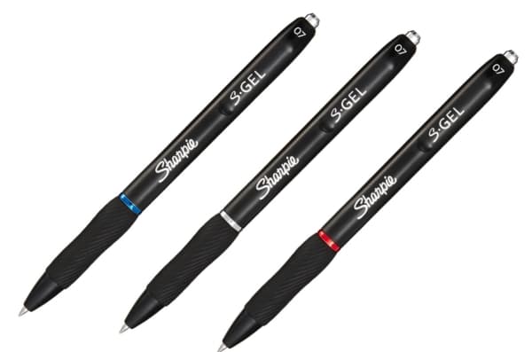 Sharpie S-Gel, Retractable gelpenna, svart, blå, röd, medium, 0,7 mm, Blister