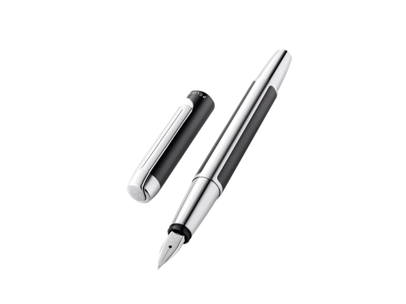 Pelikan Pura P40, Antracit, Silver, Påfyllning med bläckpatronssystem, Gjuten aluminium, Rostfritt stål, Medium, Tyskland