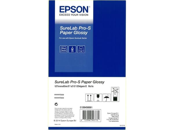 Epson SureLab Pro-S Paper Glossy - Blank - 252 mikroner - Rull (12,7 cm x 65 m) - 254 g/m² - 2 rull(er) papir - for SURELAB D3000, D700, SL-D1000; SU