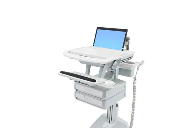 Ergotron StyleView, Multimediakärry, Alumiini, Harmaa, Valkoinen, Alumiini, Muovi, Sinkittyä terästä, Kannettava tietokone, 10 kg, 43,9 cm (17.3")