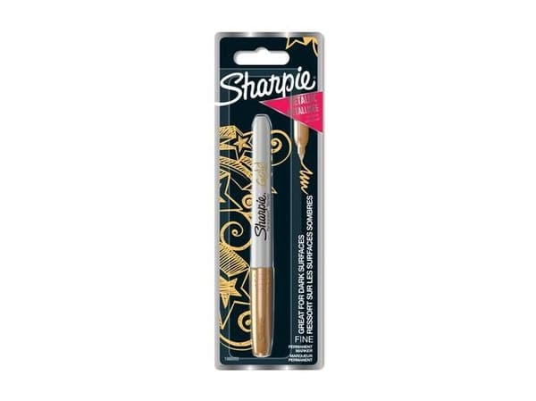 Sharpie 1986003, Gull, Fin tupp, Gull, Grå, Fint, Keramisk, Stoff, Glass, Lær, Metall, Papir, Stein, Tre, 1 stykker