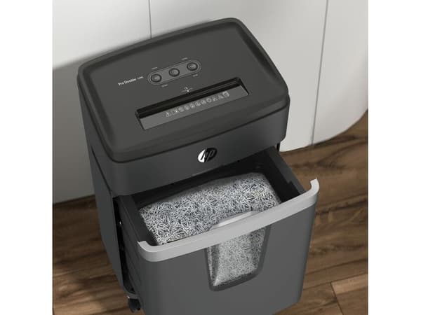 HP Pro Shredder 12MC, Mikrokutt-makulering, 22 cm, 2 mm, 25 l, 55 dB, 4 hjul