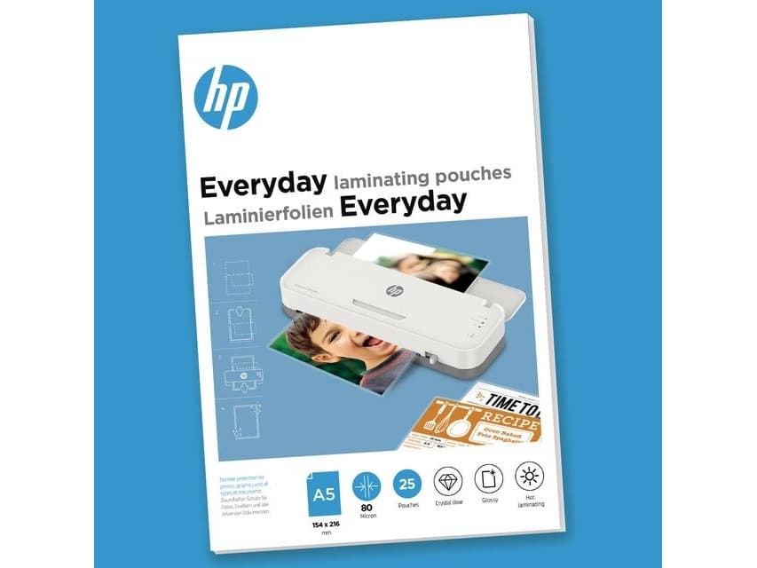 HP HP EVERYDAY Lamination Films, A5, 80 mic, 25 pcs, transparent/gloss