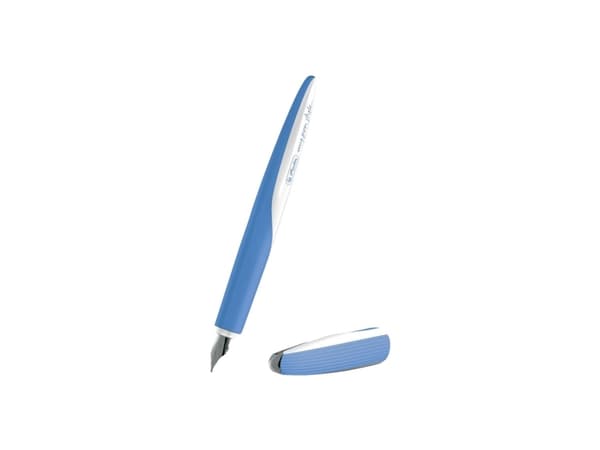 Herlitz 50003211, Blå, Vit, Påfyllning med bläckpatronssystem, Blå, Metall, Plast, Rostfritt stål, Kursiv spets, 1 styck