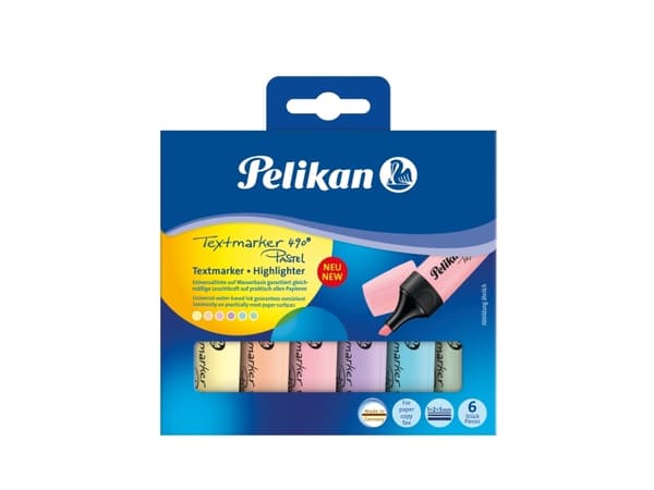 Pelikan 817325, 6 stykker, Blå, Grønn, Oransje, Rosa, Gult, Meisel tupp, Flerfarget, Boks, Tyskland