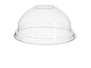 Plastlåg Ø95 mm Kuppel utan Hul till sugerør RPET Klar,32 ps x 50 stk/krt