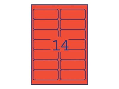 Avery L7263R - Neonrød - 38.1 x 99.1 mm 350 etikett(er) (25 ark x 14) merkelapper