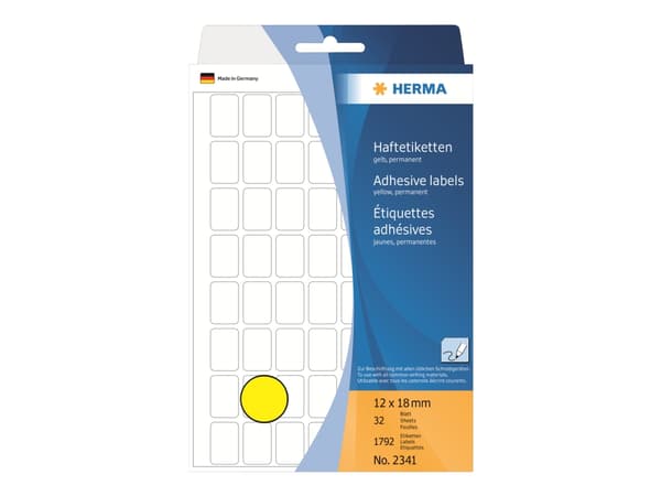 HERMA - Permanent klæbemiddel - gul - 12 x 18 mm 1792 etikett(r) (32 ark x 56) etiketter