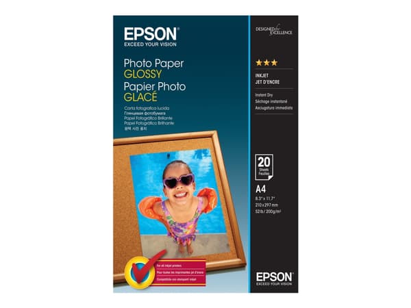 Epson - Blank - A4 (210 x 297 mm) - 200 g/m² - 20 ark fotopapir - for EcoTank ET-2850, 2851, 2856, 4850; EcoTank Photo ET-8500; WorkForce Pro WF-C579