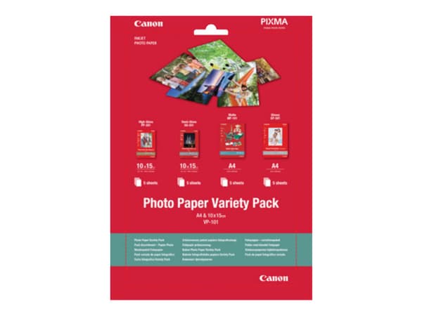 Canon Variety Pack VP-101 - 20 ark fotopapirsett - for PIXMA MG2550, MG3550, MG3650, MG5750, MG5751, MG6450, MG6850, MG7150, MG7750, MG7751