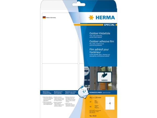 HERMA Special - Polyetylen (PE) - matt - självhäftande - vit - 99.1 x 139 mm 40 etikett (er) (10 ark x 4) filmetiketter