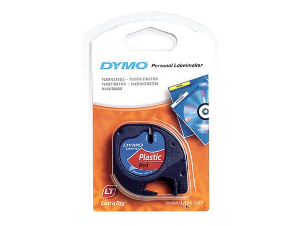 Labeltape DYMO LetraTAG 12mm x 4m rød plasttape
