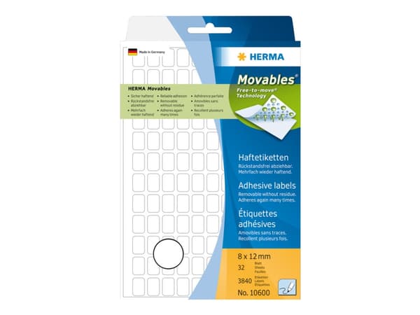 HERMA - Selv-adhesiv - hvit - 8 x 12 mm 3840 etikett(er) (32 ark x 120) merkelapper