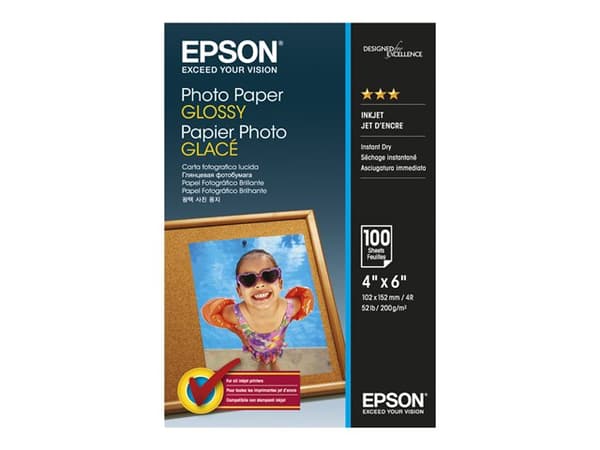 Epson - Blank - 102 x 152 mm - 200 g/m² - 100 ark fotopapir - for EcoTank ET-2850, 2851, 2856, 4850; EcoTank Photo ET-8500; EcoTank Pro ET-5800
