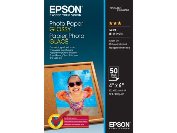 Epson - Blank - 102 x 152 mm - 200 g/m² - 50 ark fotopapper - för EcoTank ET-2850, 2851, 2856, 4850; EcoTank Photo ET-8500; EcoTank Pro ET-5800