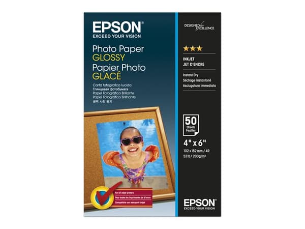Epson - Blank - 102 x 152 mm - 200 g/m² - 50 ark fotopapper - för EcoTank ET-2850, 2851, 2856, 4850; EcoTank Photo ET-8500; EcoTank Pro ET-5800