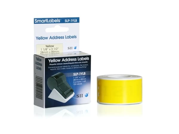 Seiko Instruments SLP-1YLB - Gul - 28 x 89 mm 260 etikett(er) (2 rull(er) x 130) adresselapper - for Smart Label Printer 440, 440 Office Administrati