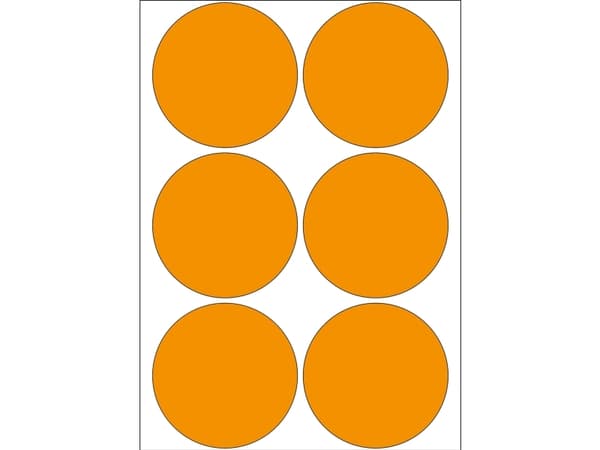 HERMA - Papir - permanet adhesiv - luminøs oransje - 50 mm rund 144 rull(er) (24 ark x 6) flerbruks merkelapper