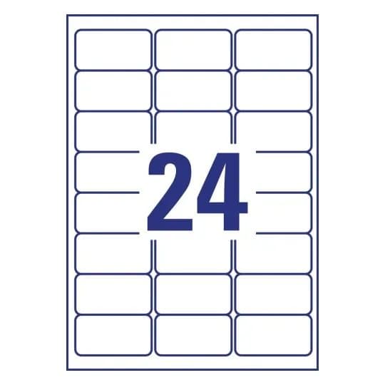 Etiketter Avery 63,5x33,9 mm hvid med NoPeel™ - (20 ark x 24 stk.)