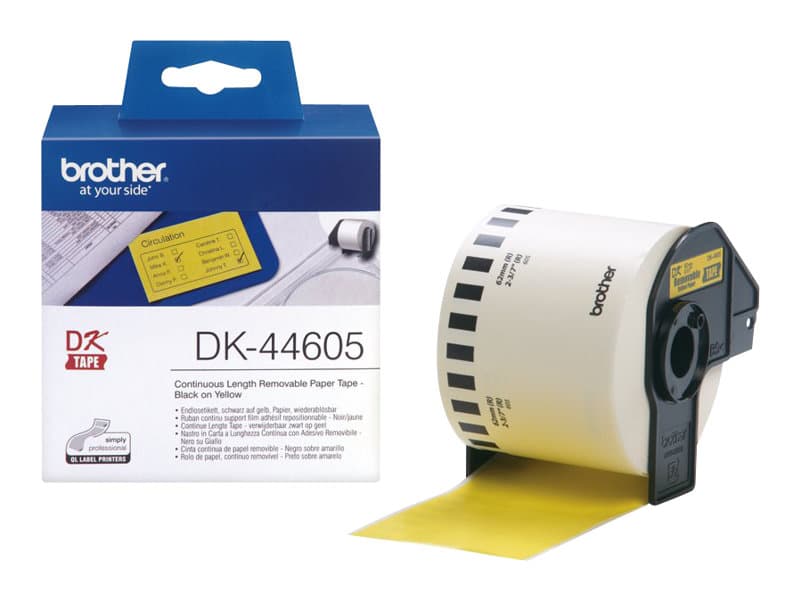 Brother DK-44605 Continuous Removable Yellow Paper Tape (62mm) Gul