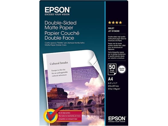 Epson Double-Sided Matte Paper - Matt - A4 (210 x 297 mm) - 178 g/m² - 50 ark papir - for Epson L6190; EcoTank ET-2850, 2851, 2856, 4850, L6460, L649