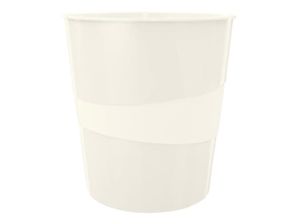 Leitz WOW - Avfallskurv - 15 L - håndtak - polypropylen (PP), polystyren - perlehvit
