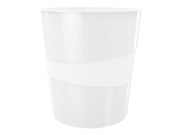 Leitz WOW - Avfallskurv - 15 L - håndtak - polypropylen (PP), polystyren - perlehvit