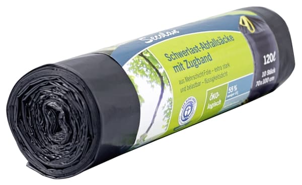 1x10 Secolan Duty Heavy Garbage Bags, drawstring 120 l grey/sw