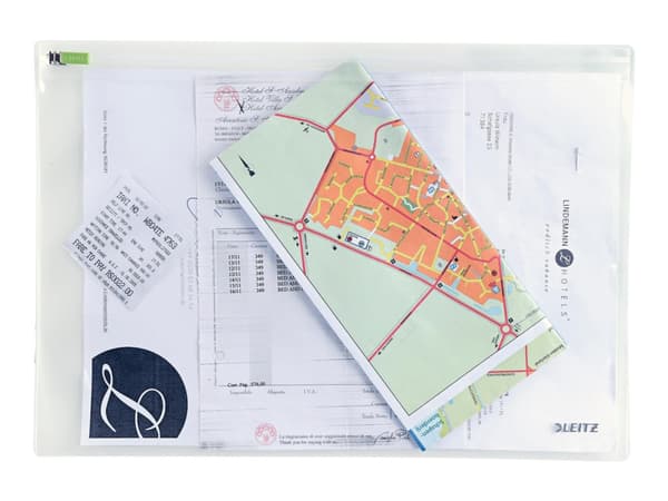 Leitz Traveller Zip, PVC-muovi, Läpinäkyvä, Vetoketju, 330 mm, 1 mm, 230 mm