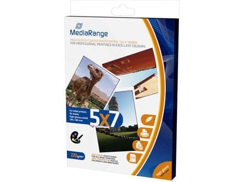 MediaRange - Høyblank - hvit - 130 x 180 mm - 220 g/m² - 50 ark fotopapir
