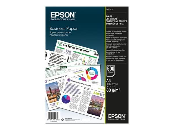 Epson Business Paper - A4 (210 x 297 mm) - 80 g/m² - 500 ark vanlig papir - for EcoTank ET-2850, 2851, 2856, 4850, L6460, L6490; WorkForce Pro RIPS W