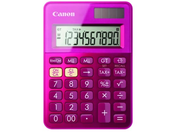 Canon LS-100K - Skrivbordskalkylator - 10 siffror - solcellspanel, batteri - rosa metallic