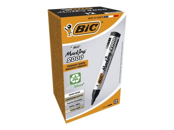 BIC Marking 2000 - Markør - permanent - svart - alkoholbasert blekk - 1.7 mm (en pakke 12)
