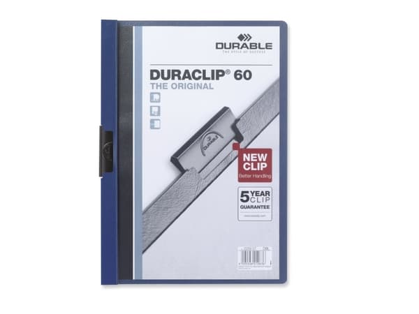 DURABLE DURACLIP 60 - Klipsfil - for A4 - kapasitet: 60 ark - mørkeblå med transparent frontdekke