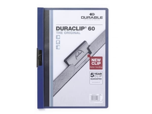 DURABLE DURACLIP 60 - Klipsfil - for A4 - kapasitet: 60 ark - mørkeblå med transparent frontdekke