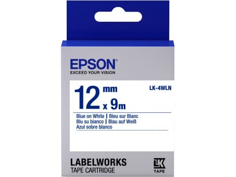 Epson LabelWorks LK-4WLN - Blått på hvitt - Rull (1,2 cm x 9 m) 1 kassett(er) merketape - for LabelWorks LW-1000, 300, 400, 600, 700, 900, K400, Z500